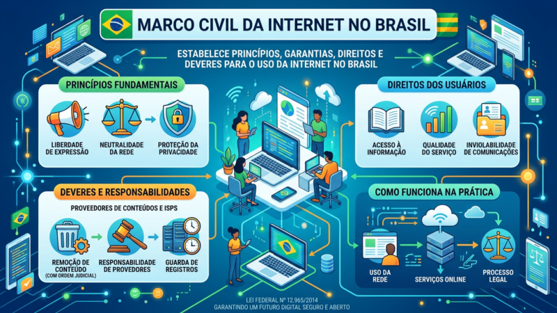 Overview of Brazil's Internet Civil Framework including principles, user rights, duties of providers, and practical functioning